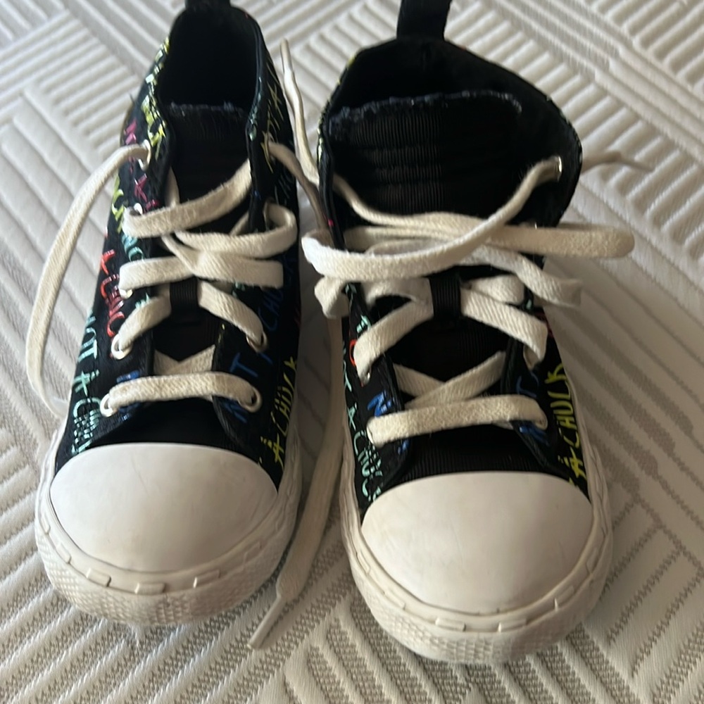 Converse black with multi color words